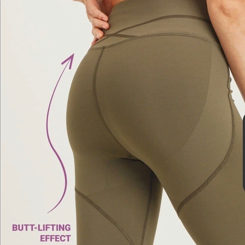 High Rise Butt Lifting Effect Olive Leggings